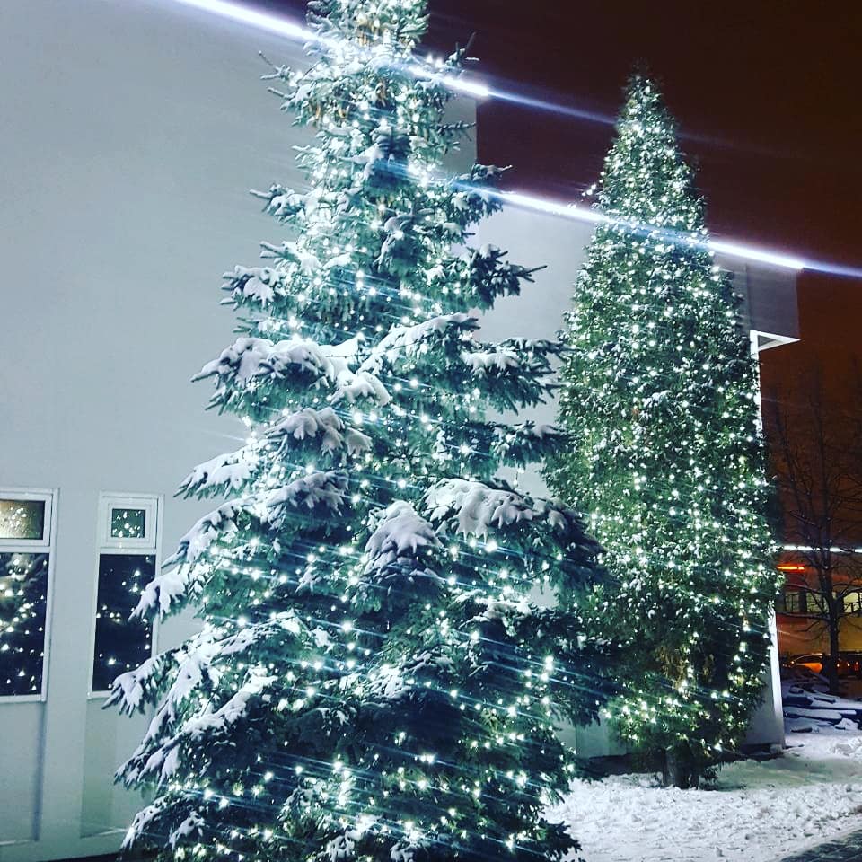Светодиодная подсветка елок у ФОК Серебрянка Минск